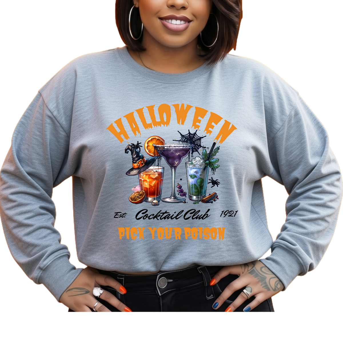 Halloween Cocktail Club Crewneck Sweatshirt – Seasonal Pullover