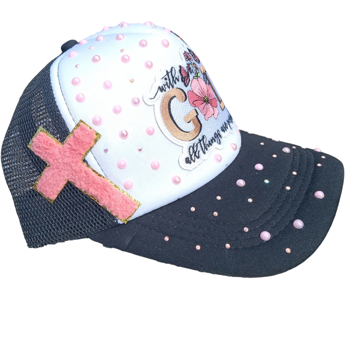 Faith-Based "With God All Things Are Possible" Hat — Embroidered Cap with Bling