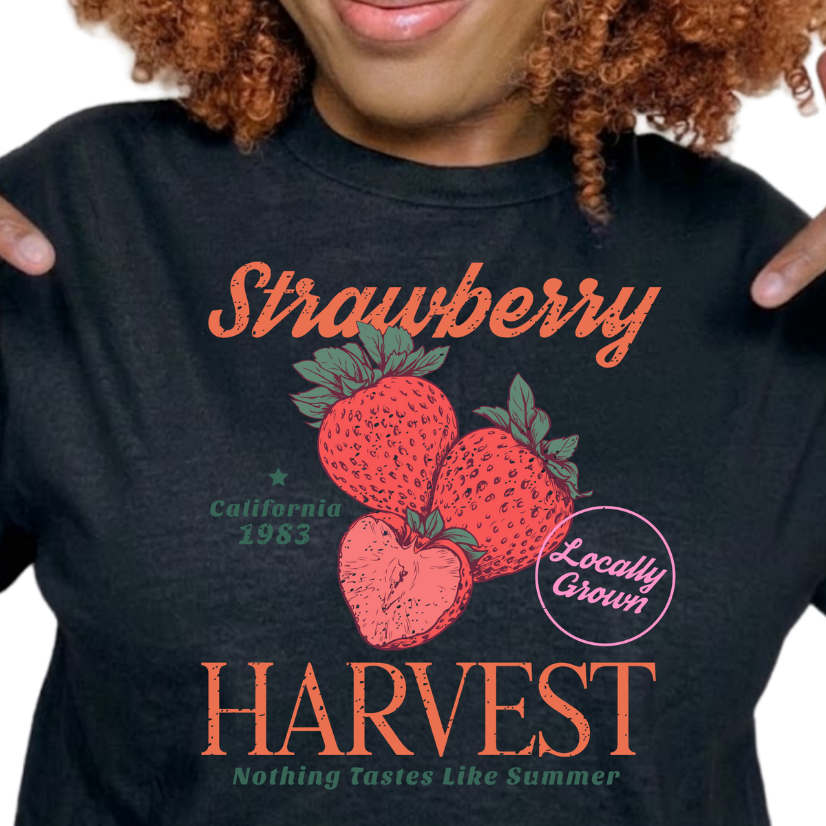 California Strawberry Harvest Graphic T-Shirt – Summer Everyday Tee