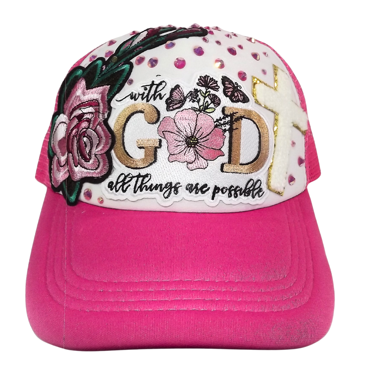 Handcrafted Bling & Embroidered Patch Hat