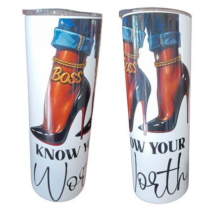 Know Your Worth Tumbler - 20 oz Travel Mug