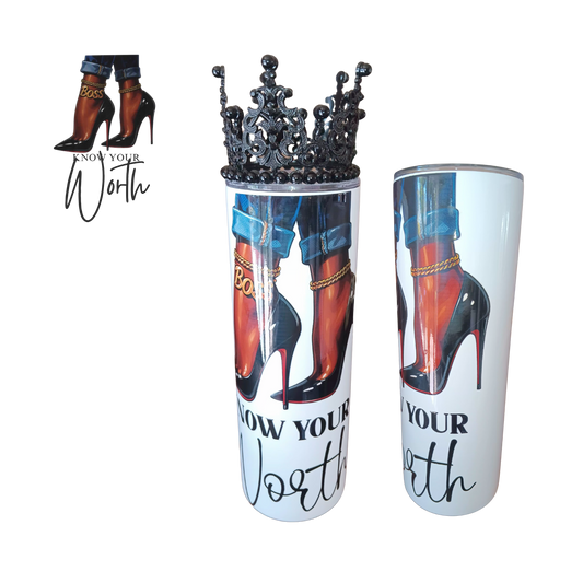Know Your Worth Tumbler - 20 oz Travel Mug