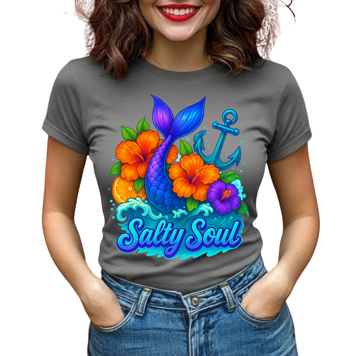 Salty Soul Graphic T-Shirt – Summer Mermaid Everyday Tee
