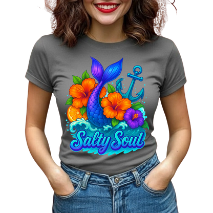 Salty Soul Graphic T-Shirt – Summer Mermaid Everyday Tee