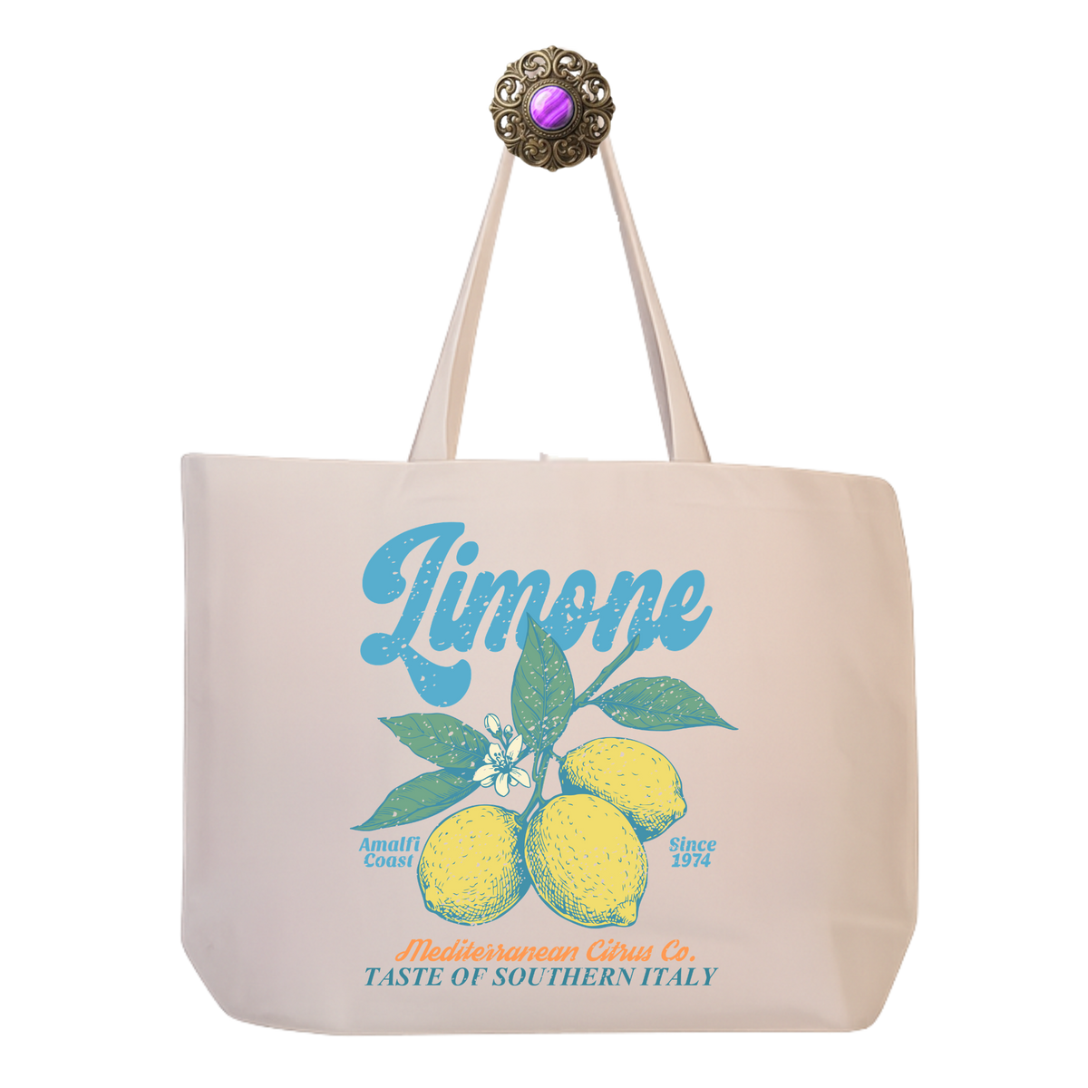 Limone Amalfi Coast Canvas Tote — Eco Reusable Grocery & Farmer’s Market Bag