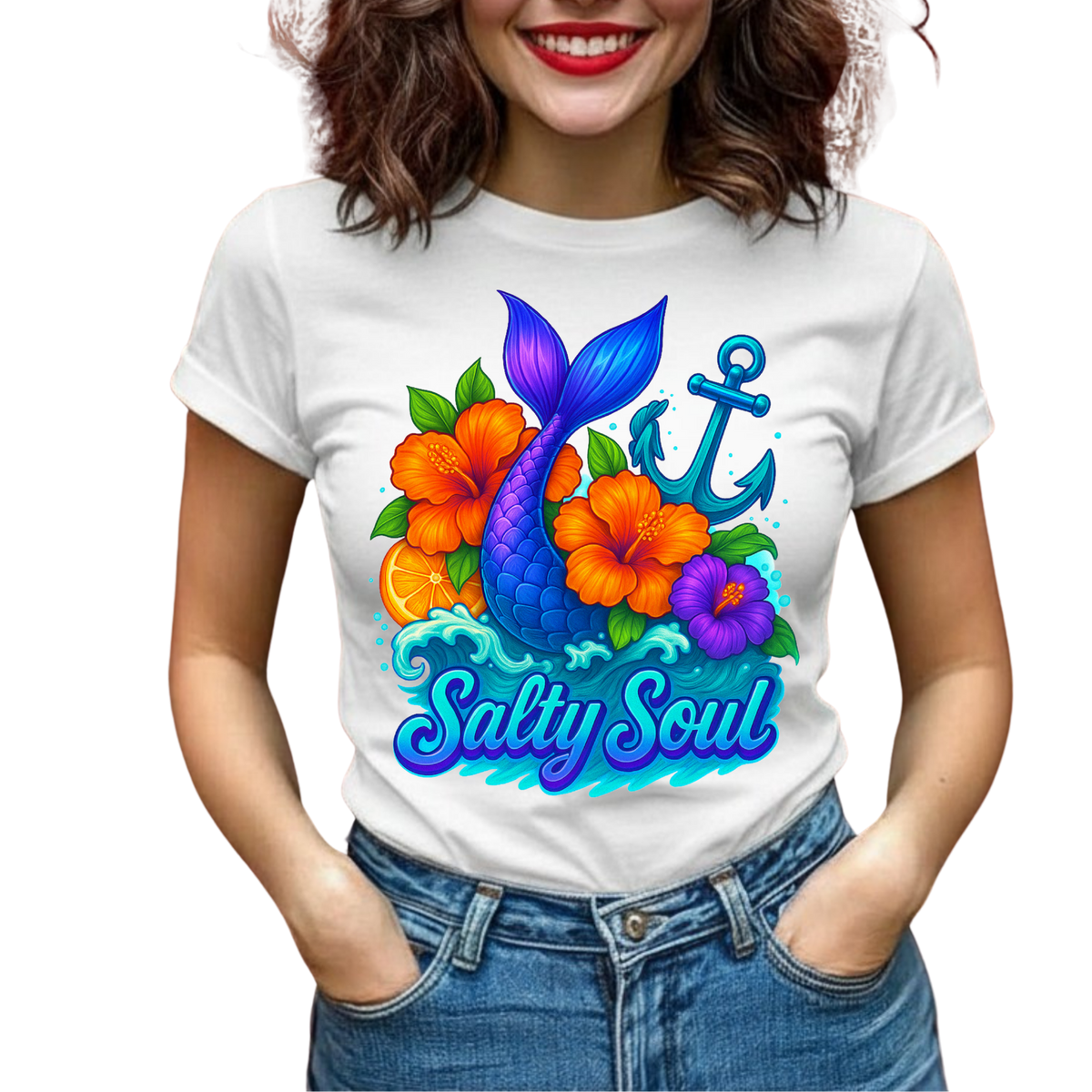 Salty Soul Graphic T-Shirt – Summer Mermaid Everyday Tee