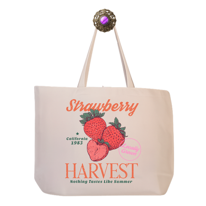 California Strawberry Harvest Canvas Tote — Eco Reusable Grocery & Farmer’s Market Bag