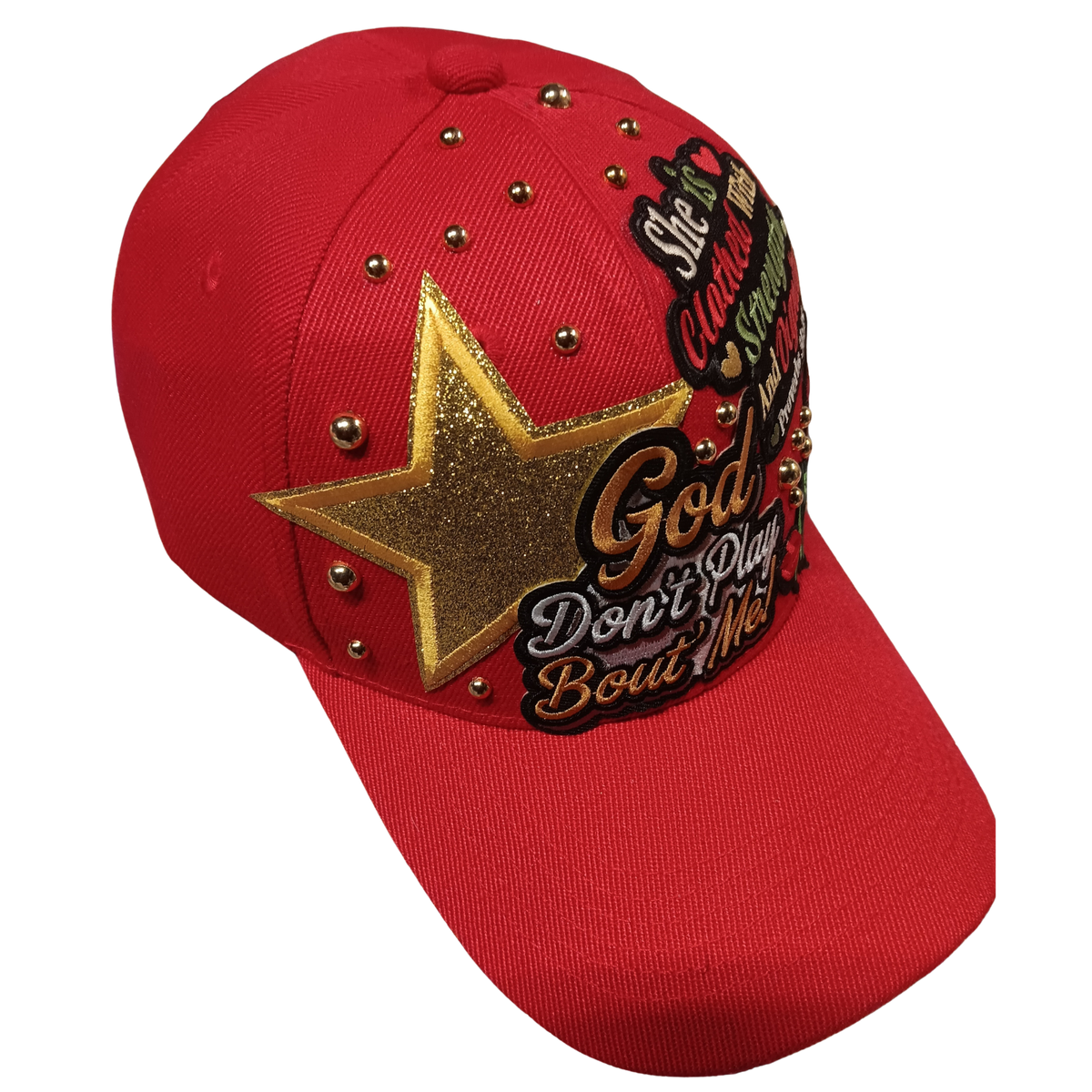 Faith-Based "God Don't Play Bout Me" Hat — Embroidered Cap with Bling