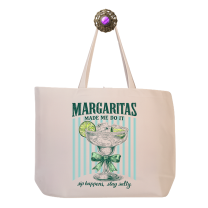 Margaritas Made Me Do It Canvas Tote — Eco Reusable Beach, Travel & Everyday Bag