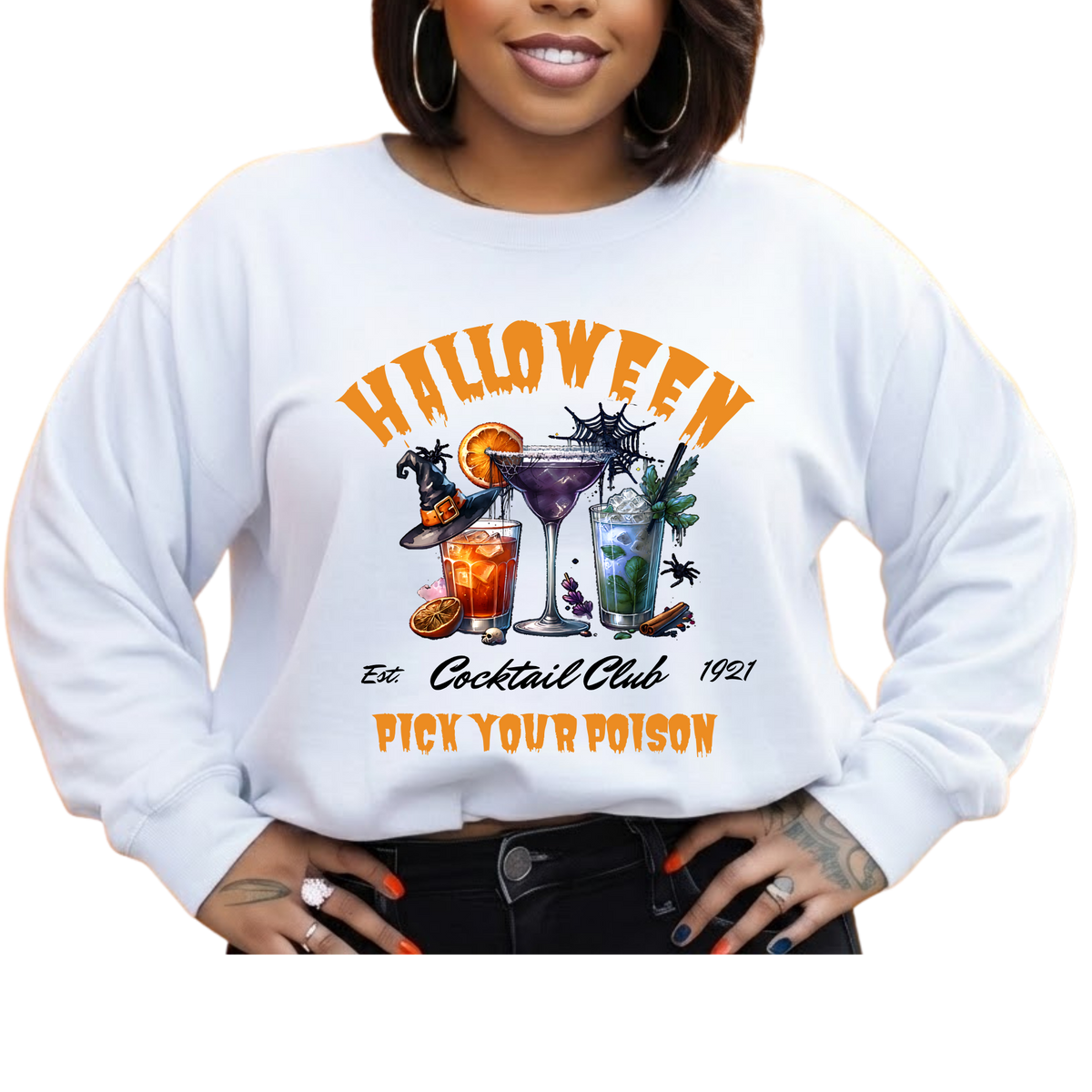 Halloween Cocktail Club Crewneck Sweatshirt – Seasonal Pullover